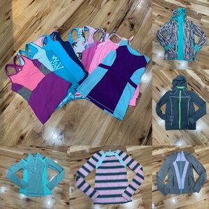 Lot of 14 Ivivva lululemon sz 12/14 jackets tanks longsleeve girls athleisure